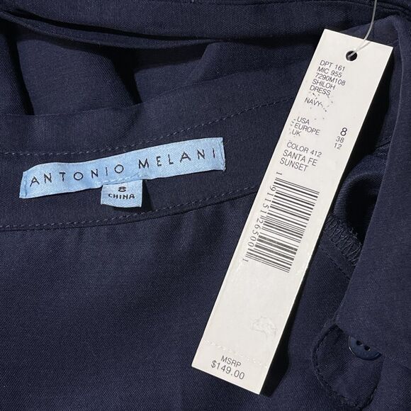 Antonio Melani SZ 8 Shiloh Shirt Dress Bell Sleeve Button-Up Cold Shoulder Blue - Picture 7 of 9